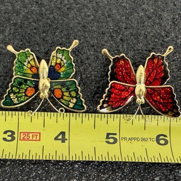 Butterfly refrigerator magnets gold tone acrylic multicolored designs - GR14 - Picture 10 of 11